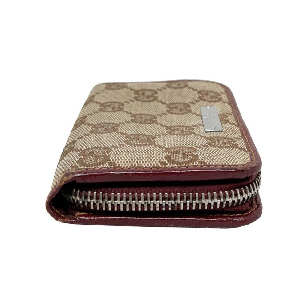 Gucci GG‎ Supreme Canvas Burgundy Trim Small Zip Wallet - Picture 4 of 8